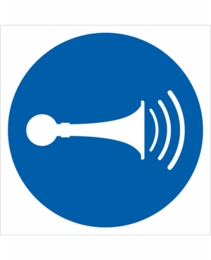 Príkazová bezpečnostná značka - Symbol bez textu: Použite akustický signál