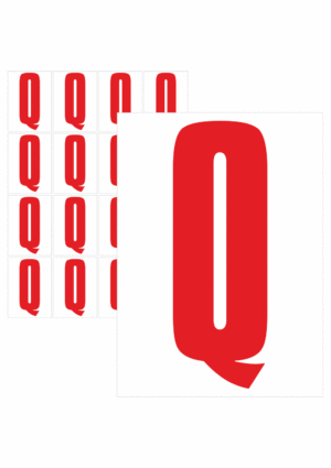 Značky písmen a čísel - Samolepiace tlačené písmeno na bielom podklade: Q (Červené)