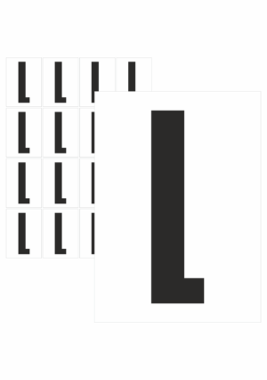 Značky písmen a čísel - Samolepiace tlačené písmeno na bielom podklade: L (Čierne)
