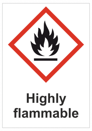 Označenie obalov nebezpečných látok - GHS symboly s textom: Higly flammable