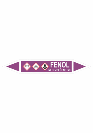 Značenie potrubí - Obojsmerné šípky se symboly: Fenol / Nebezpečenstvo
